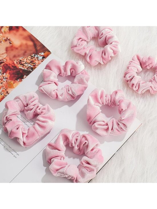 50 Pcs Pink Velvet Scrunchies - Soft Elastic Hair Ties for Women & Girls, Party main image 7